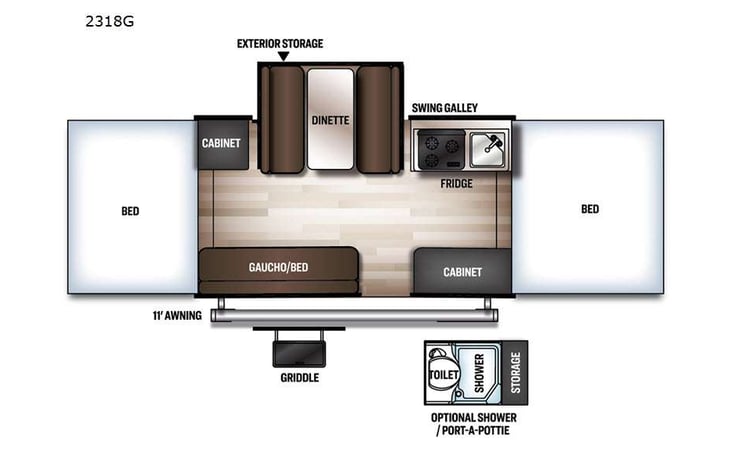 Representative floor plan provided by a trusted RVshare partner.
