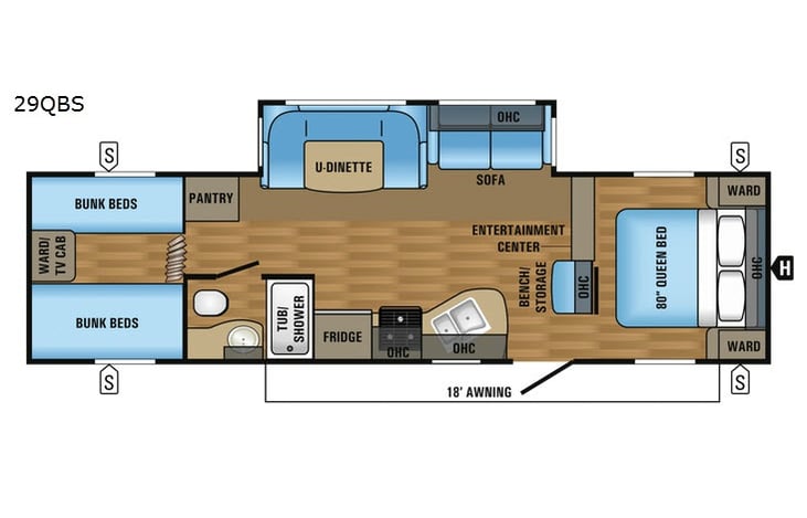 Representative floor plan provided by a trusted RVshare partner.