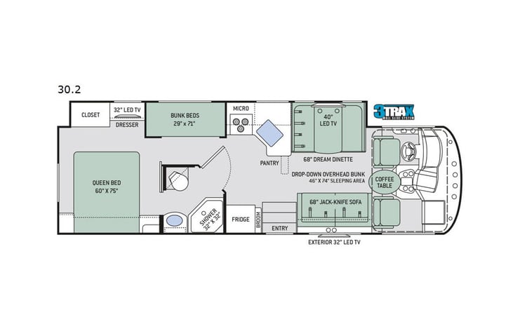 Representative floor plan provided by a trusted RVshare partner.