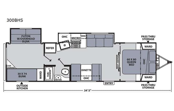 Representative floor plan provided by a trusted RVshare partner.