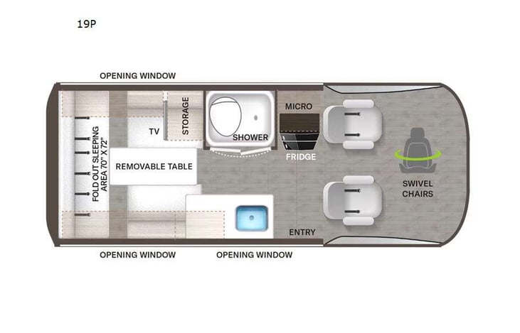 Representative floor plan provided by a trusted RVshare partner.