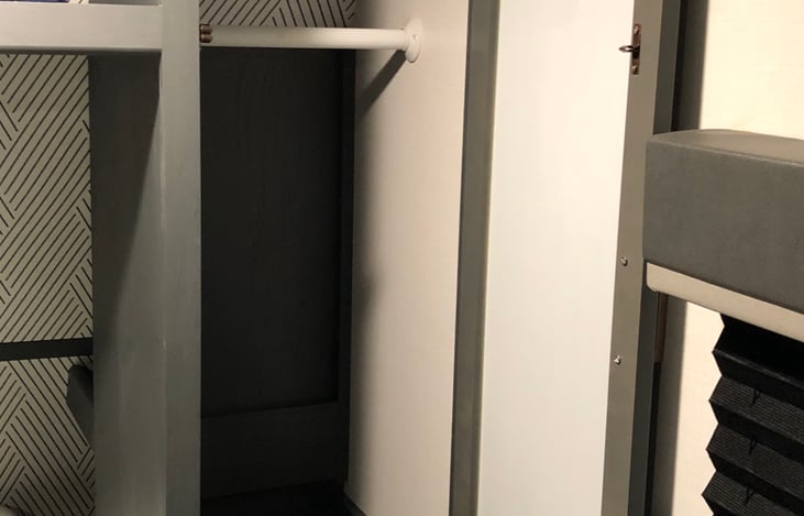 Closet space on either side of the master bed.