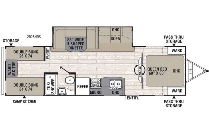 Representative floor plan provided by a trusted RVshare partner.
