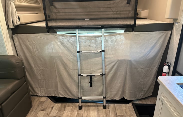 There is also exterior window covering that covers all window up front. The exterior cover also helps with keeping the RV cool