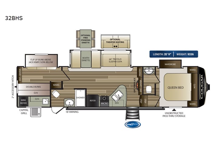 Representative floor plan provided by a trusted RVshare partner.