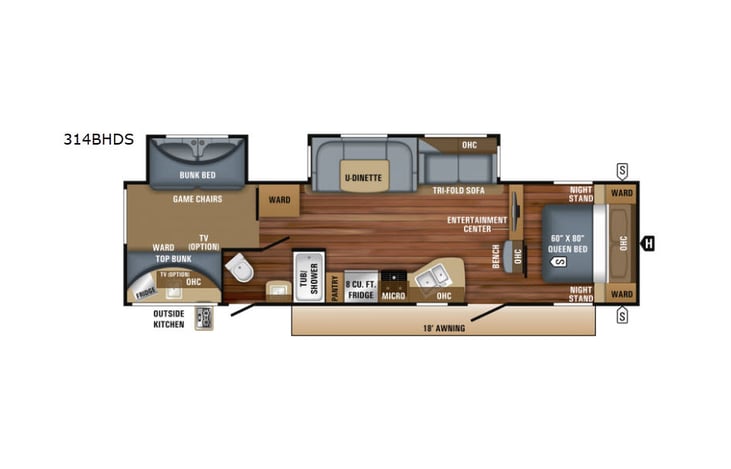 Representative floor plan provided by a trusted RVshare partner.