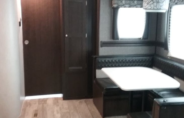 The bunk room has a pocket door.