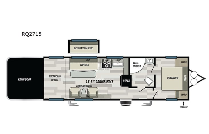 Representative floor plan provided by a trusted RVshare partner.