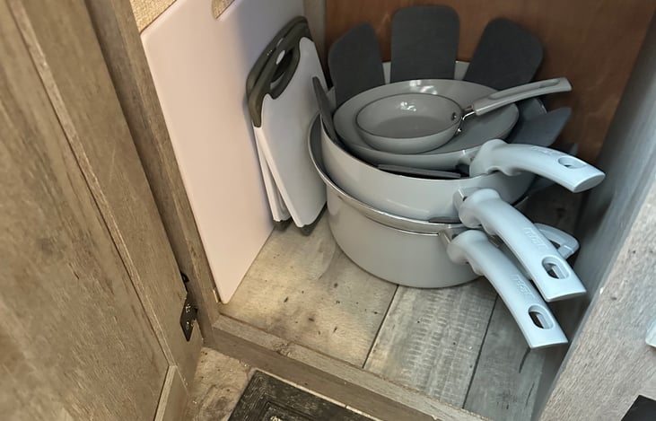 New pots and pans if needed. Cutting boards.