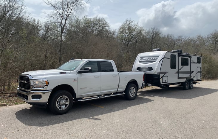 With a Ram 2500 I would have to remind myself I was towing a trailer. This is at a park outside of Austin TX in early March.