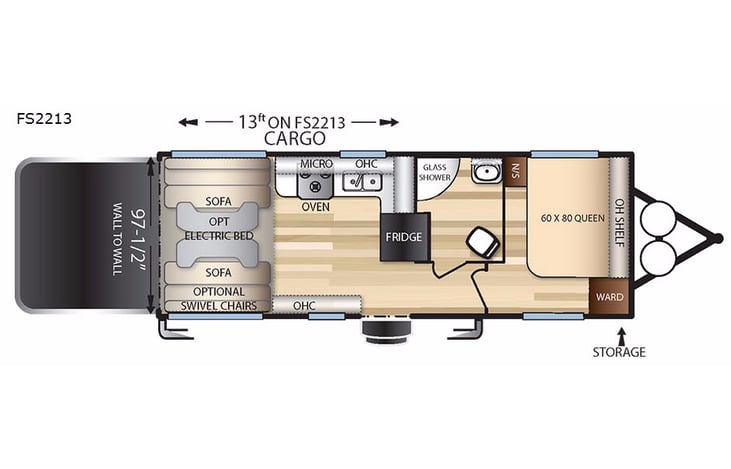 Representative floor plan provided by a trusted RVshare partner.