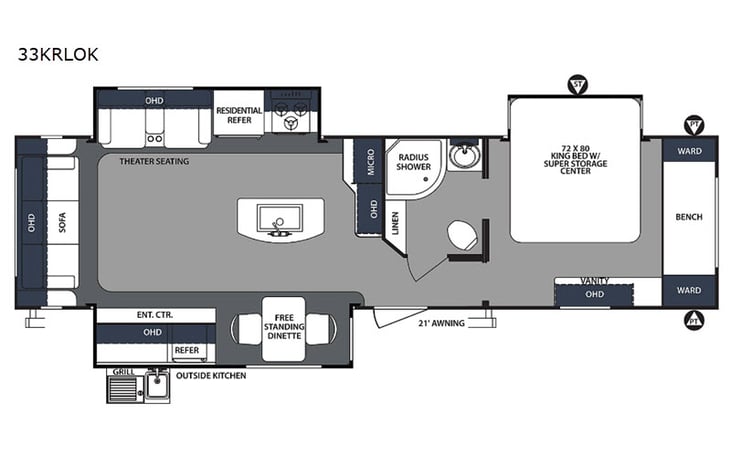 Representative floor plan provided by a trusted RVshare partner.