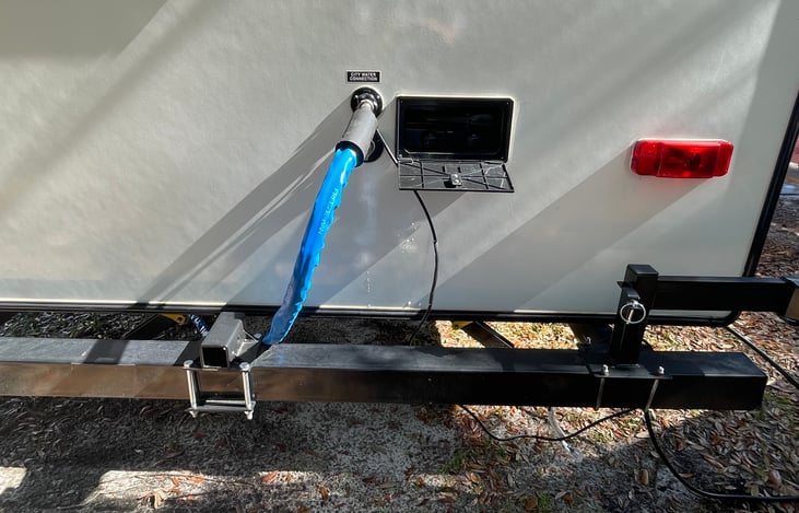 Water hookup with outdoor shower