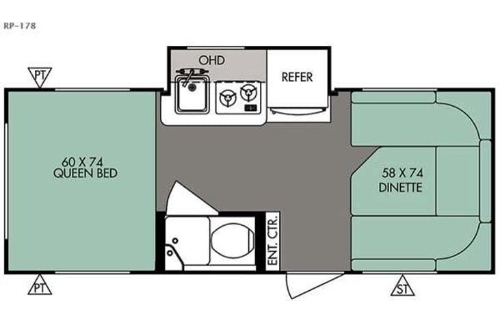 Representative floor plan provided by a trusted RVshare partner.