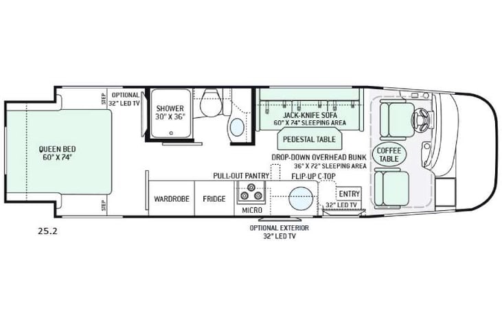 Representative floor plan provided by a trusted RVshare partner.