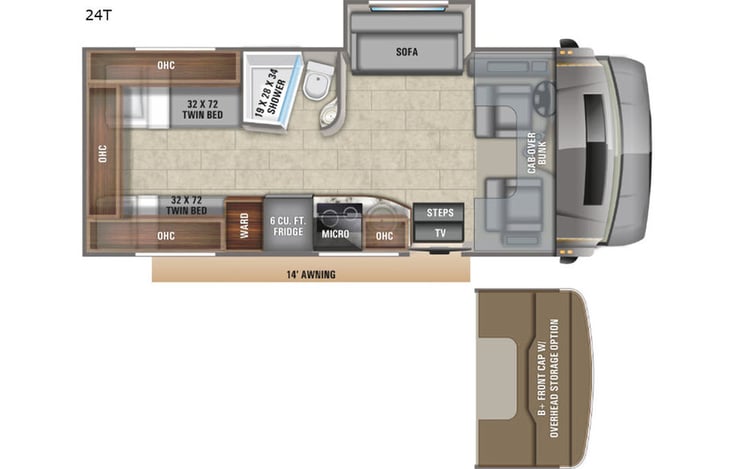Representative floor plan provided by a trusted RVshare partner.