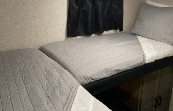 Overhead bunks in private bunkhouse