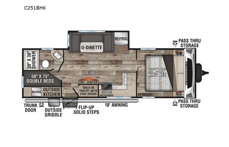 Representative floor plan provided by a trusted RVshare partner.