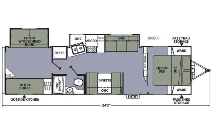 Representative floor plan provided by a trusted RVshare partner.
