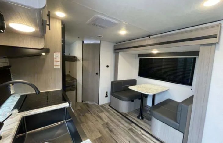 Interior camper view from entry door