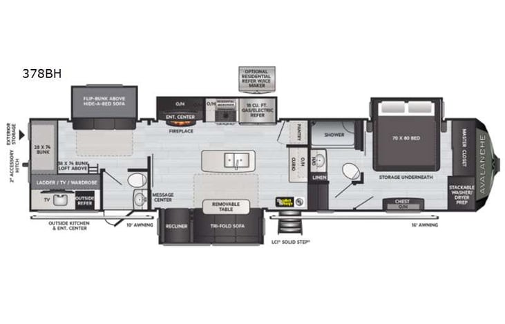 Representative floor plan provided by a trusted RVshare partner.