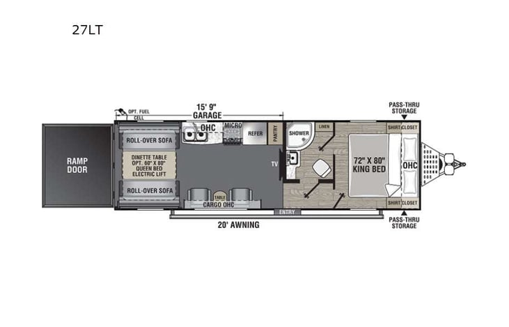 Representative floor plan provided by a trusted RVshare partner.