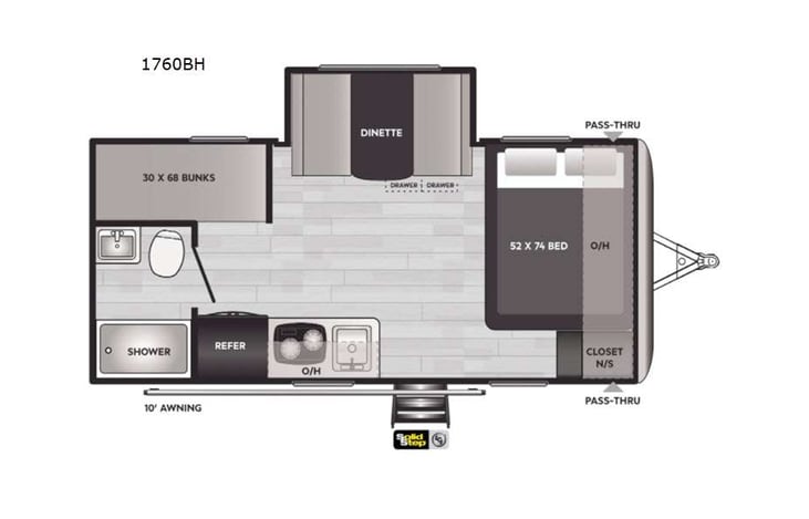 Representative floor plan provided by a trusted RVshare partner.