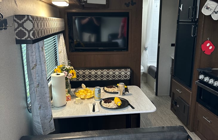 My boys love to watch cartoons in the morning while eating breakfast. One of the few times they’ll sit next to each other without bickering!! “I’m not touching you!!”