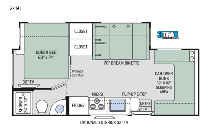 Representative floor plan provided by a trusted RVshare partner.