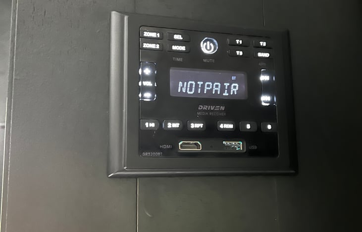 DRIVEN surround sound system (3 area system includes hangout outside) download app and control via bluetooth or plug in usb