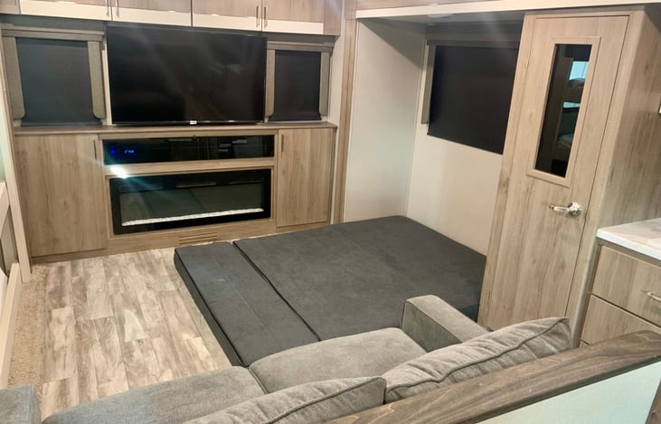 Residential Queen sized pull-out loveseat with 6” memory foam