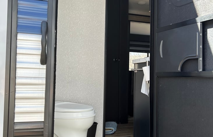 Outside entrance looking into the bathroom