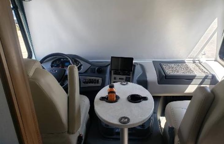 driving area bunk overhead not pictured front window shade is down