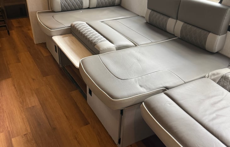 Couch and dinette fold down for comfortable sleeping options.