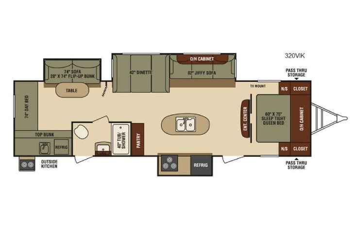 Representative floor plan provided by a trusted RVshare partner.