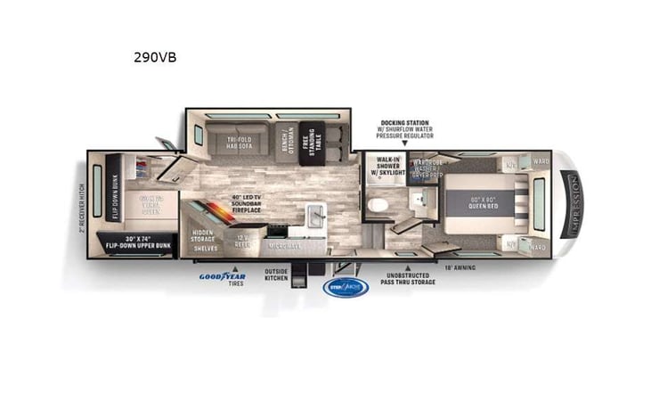 Representative floor plan provided by a trusted RVshare partner.