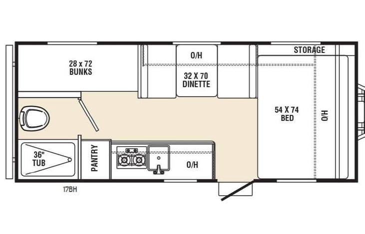 Representative floor plan provided by a trusted RVshare partner.