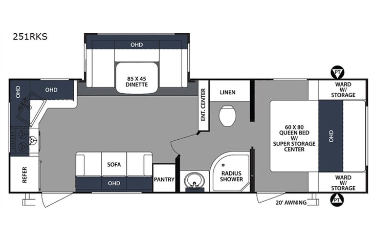 Representative floor plan provided by a trusted RVshare partner.