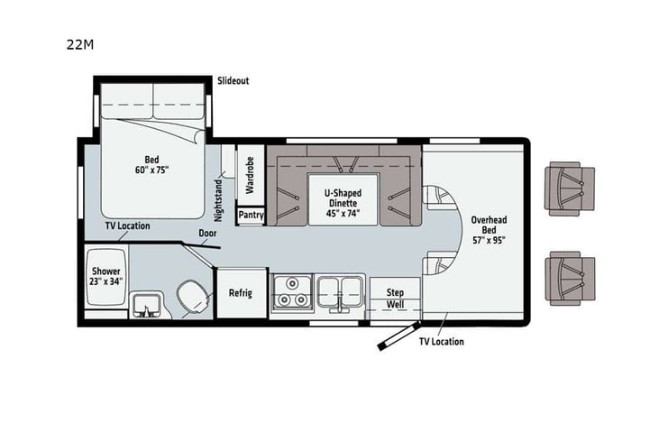 Representative floor plan provided by a trusted RVshare partner.