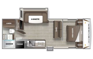 Fully furnished travel trailer for a small family.
