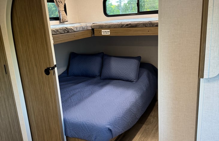 Door to separate bunk room from main living area.