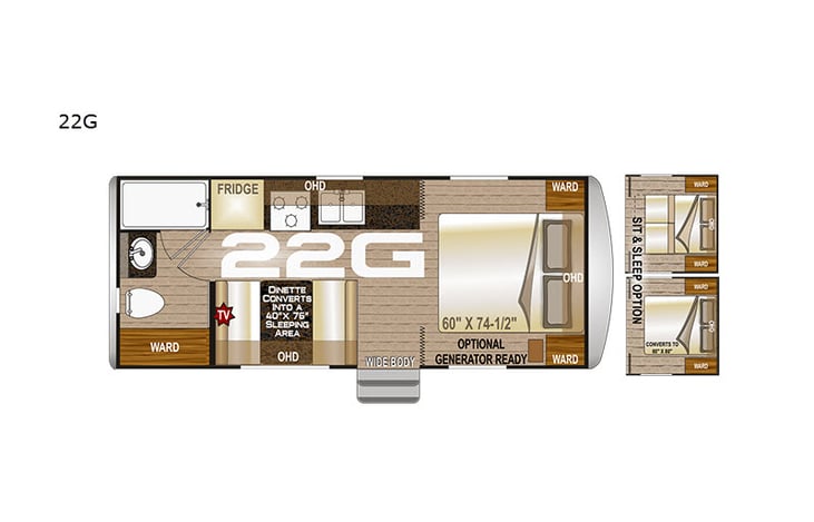 Representative floor plan provided by a trusted RVshare partner.