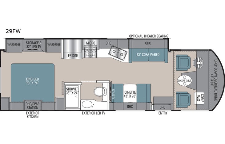 Representative floor plan provided by a trusted RVshare partner.