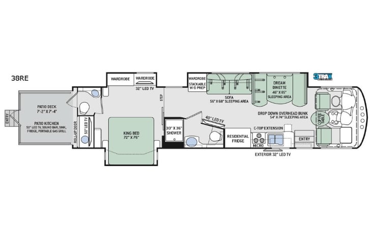 Representative floor plan provided by a trusted RVshare partner.