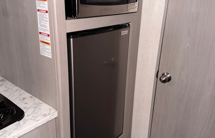 Microwave and fridge