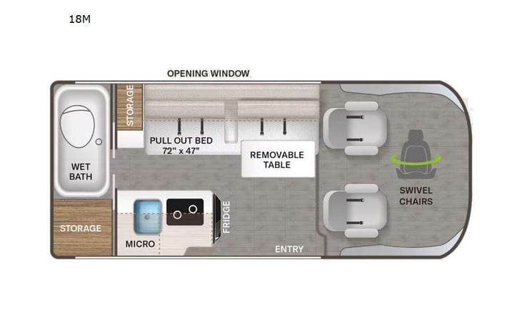 Representative floor plan provided by a trusted RVshare partner.
