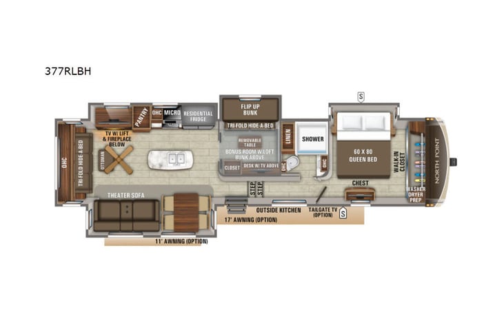 Representative floor plan provided by a trusted RVshare partner.