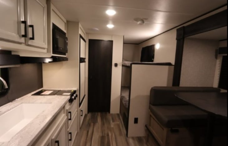 Facing back of trailer.