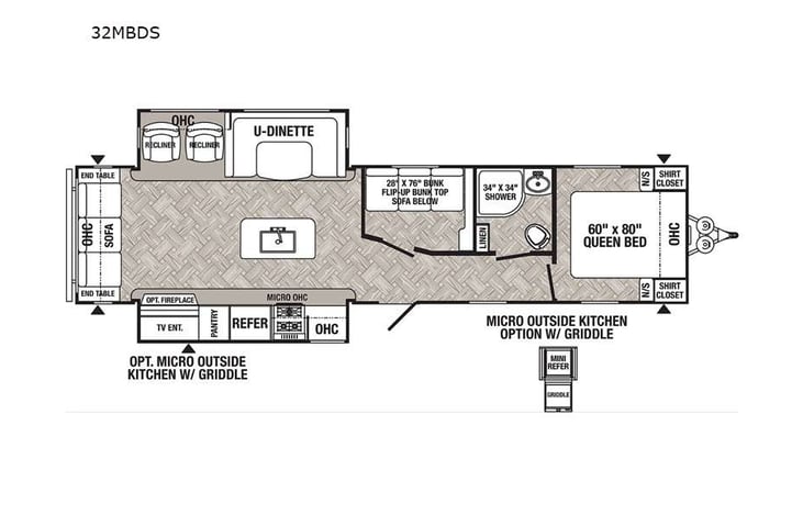 Representative floor plan provided by a trusted RVshare partner.