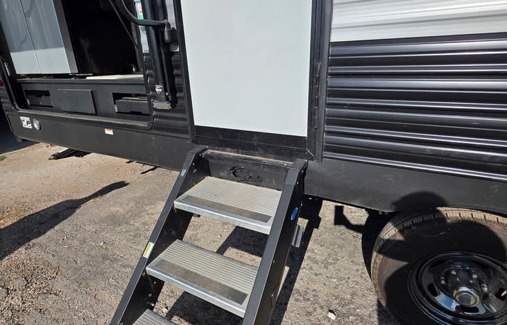 Sturdy front steps with levelers. Great for anyone in your life who isn't completely stable.